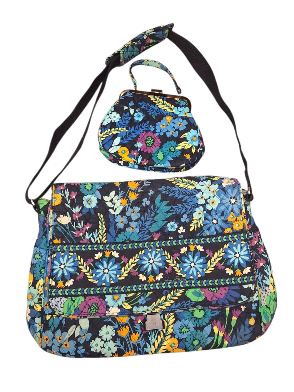 Vera Bradley Midnight blues purse set large crossbody messenger laptop bag lot2